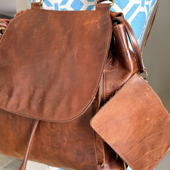 Womens Rachel Roy Brown Genuine Leather Convertible Backpack Purse main image 6